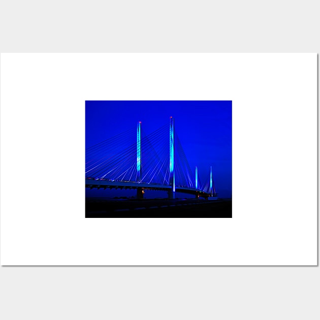 Blue Indian River Bridge at Night Expressionism Wall Art by Swartwout